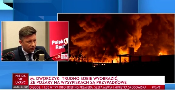 Na posiedzeniu rządu informacja ministra środowiska ws. pożarów wysypisk śmieci (fot.TVP Info)