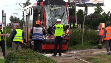 Czeladź: Ciężarówka zderzyła się z tramwajem [WIDEO] (fot.mat.TVS)