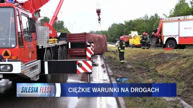 Ciężarówka przewróciła się na DTŚ. To trzeci taki przypadek w ciągu miesiąca [WIDEO] (fot.mat.TVS)