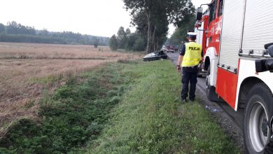 Uciekał przed policją, staranował radiowóz, zderzył się z innym samochodem, zabił siebie i 22-latkę (fot.KMP Piotrków Trybunalski)