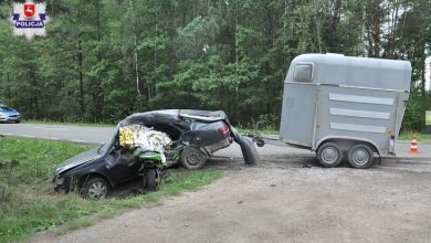 Tragiczny wypadek podczas wyprzedzania. Nie żyje motocyklista i kierowca toyoty (fot.Policja Lubelska)