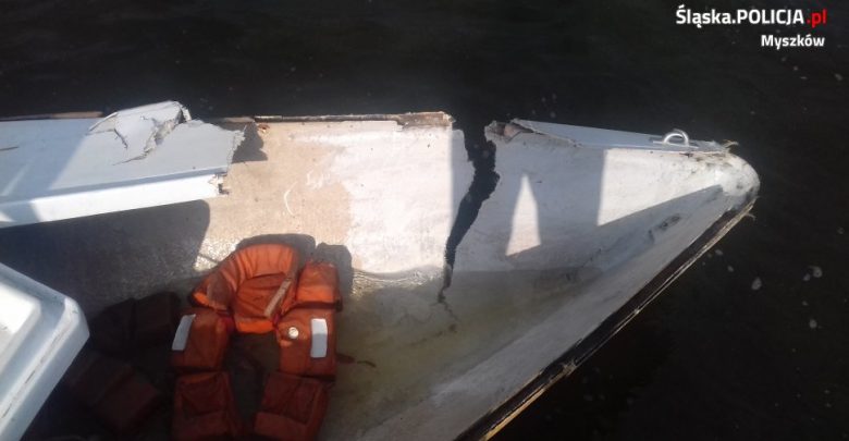 Skuter i motorówka zderzyły się na zbiorniku wodnym w Poraju (fot.KPP Myszków)