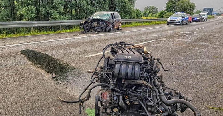 Tragiczny wypadek na A4. Kierowca jechał pod prąd [ZDJĘCIA] (fot.KWP Kraków)