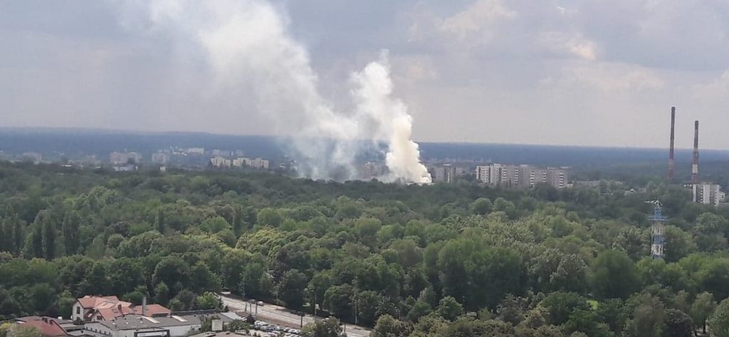 Pożar w Katowicach! Ogromny słup dymu w rejonie Parku Kościuszki (fot.Łukasz Kądziołka)