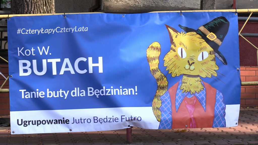 Będzin: Syrenka, wilk i Czerwony Kapturek startują w wyborach? Tajemnicze banery przy Teatrze Dzieci Zagłębia
