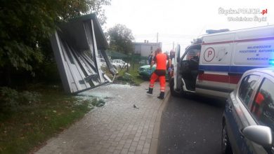 Śląskie: Kobieta w zaawansowanej ciąży wjechała w przystanek autobusowy [ZDJĘCIA] Miała atak padaczki (fot.KPP Wodzisław Śląski)