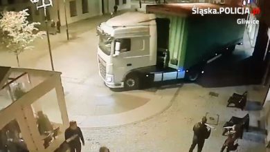 SZOK! Wjechał tirem na rynek w Gliwicach [WIDEO, FOTO] Kierowca z Rudy Śląskiej zabłądził