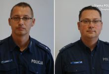 Dwaj dzielnicowi ze Świętochłowic byli na miejscu szybciej, niż straż pożarna i nie mieli czasu czekać na pomoc innych służb (fot.KMP Świętochłowice)