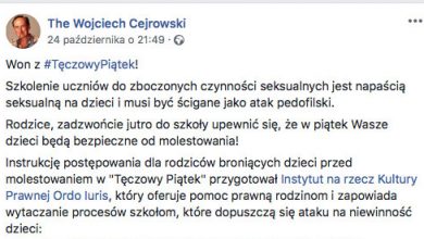 Wojciech Cejrowski o „Tęczowym Piątku”: won! To napaść seksualna