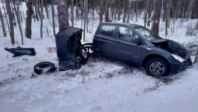 Po uderzeniu w drzewo, rozpadł się na pół [ZDJĘCIA] (fot.Policja Warmińsko-Mazurska)