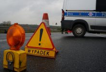 Wypadek na DK1 w Kobiórze. Lądował śmigłowiec LRP (fot.KPP Pszczyna)
