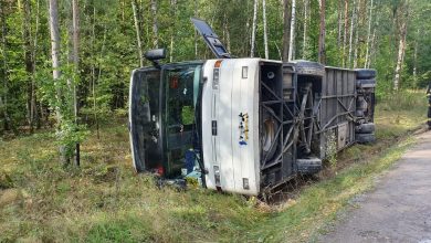 Wypadek autokaru. Dzieci jechały na szkolną wycieczkę. 12 osób trafiło do szpitala (fot.Policja Mazowiecka)