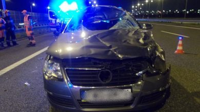 Wypadek, w którym zginął policjant miał miejsce w piątek, 13 września około godziny 23.00 na autostradzie A4 w Gliwicach (fot.KMP Gliwice)