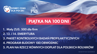 PiS ma już "piątkę" na pierwsze 100 dni kolejnej kadencji (fot.PiS)