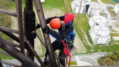 Alpiniści na Radiostacji w Gliwicach. Muszą sprawdzić ponad 16 tysięcy śrub! (fot.ŚSM)