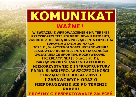 Nie korzystajcie z infrastruktury Parku Śląskiego! Zarząd Parku Śląskiego apeluje (fot.Park Śląski)