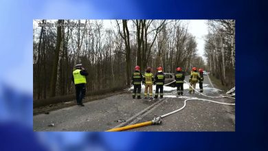 Rybnik: Kierowca zginął w płonącym samochodzie. ZDJĘCIA z miejsca tragedii