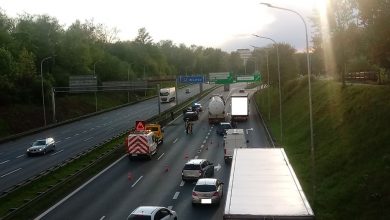 Ogromny korek na autostradzie A4 w Katowicach. To wynik groźnego wypadku, do którego doszło na A4 we wtorek, 5 maja (foto. katowice24.info)