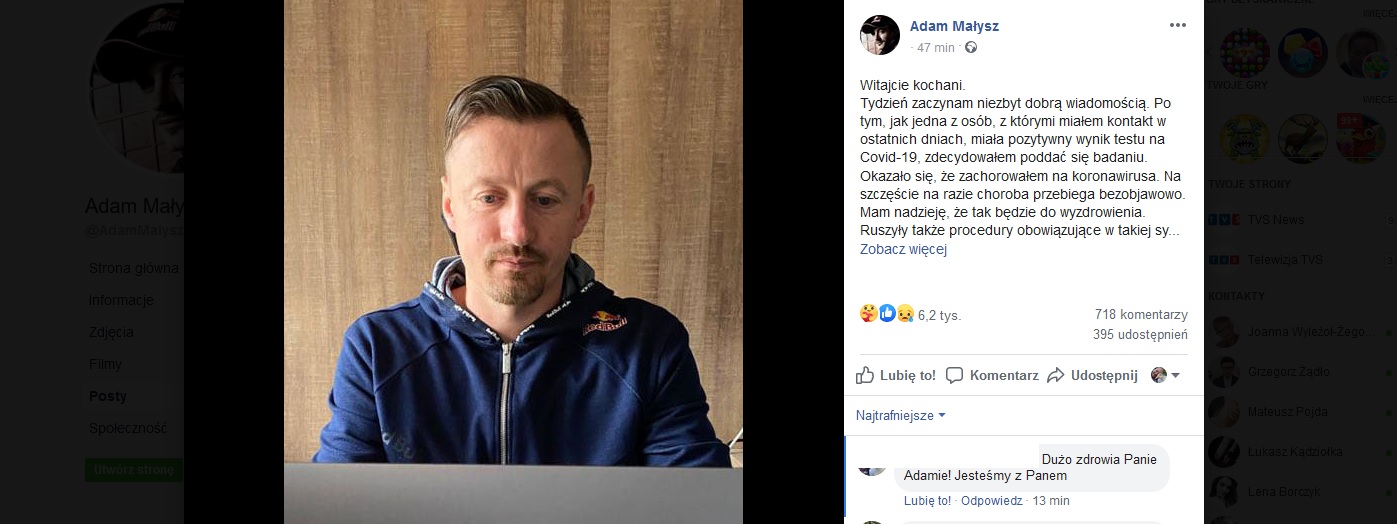 Adam Małysz ma koronawirusa! Narciarski mistrz wszech czasów wydał OŚWIADCZENIE!