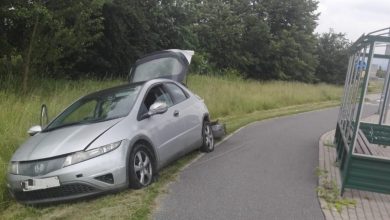 Uciekał przed policjantami na samych felgach. Był pijany (fot.Policja Małopolska)