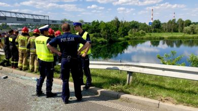 Koszmarnie wyglądający wypadek w Gliwicach! Z DTŚ po tym jak koziołkował i spadł ze skarpy - samochód z 3 osobami w środku wpadł do stawu!