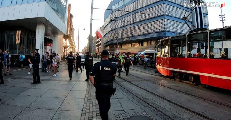 Katowice: Policja zatrzymała mężczyznę, który hajlował podczas manifestacji narodowców (fot.KWP Katowice)