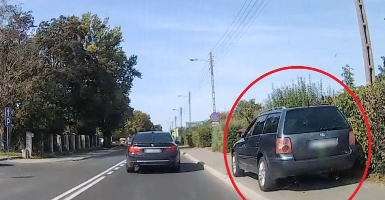 Wykorzystał chodnik do wyprzedzania [WIDEO] Skrajna głupota kierowcy passata (fot.policja.pl)