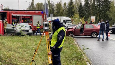 Jaworzno: Tragiczny wypadek na DK79. Nie żyje kierowca audi (fot.Śląska Policja)