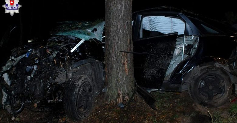 Zjechał z drogi i uderzył w drzewo. 18-latek zmarł w szpitalu (fot.Policja Lubelska)