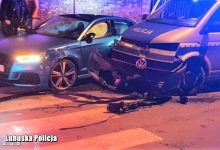 Rozbił swoje auto o radiowóz. Kierowca audi był pod wpływem metamfetaminy (źr. Policja Lubuska)