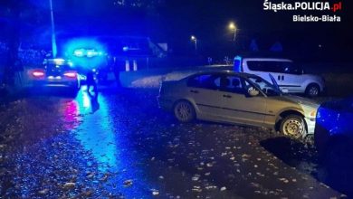 Bielsko: 15-latek podejrzany o kradzież bmw. Wjechał nim do rowu. Fot. KMP Bielsko-Biała