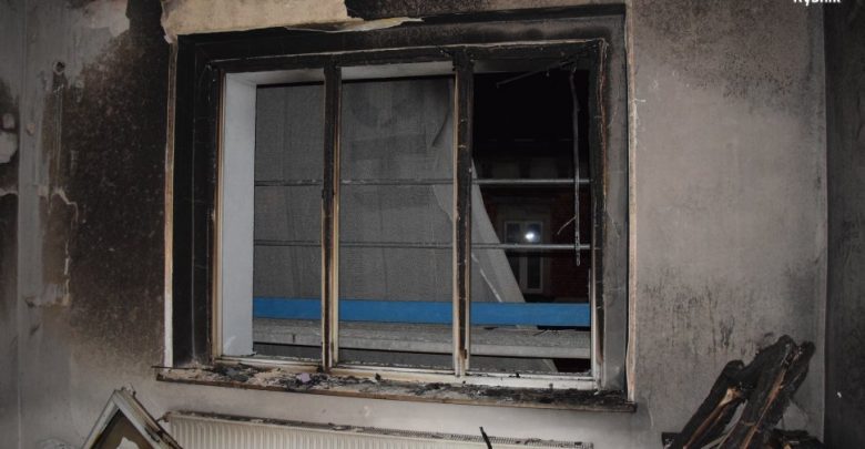 Pożar mieszkania w Rybniku. Policja zatrzymała 37-latka (fot.Śląska Policja)