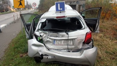 Śląskie: Tir wjechał w "elkę" na DK81. Instruktor trafił do szpitala (fot.Śląska Policja)