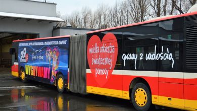 W Bielsku można dziś jeździć Orkiestrowym autobusem. Fot. UM Bielsko-Biała