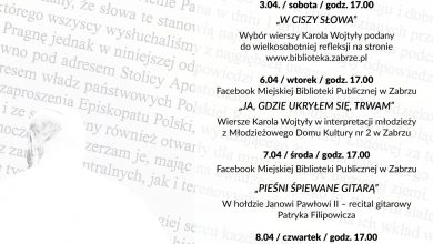 Dni Papieskie rozpoczną się 2 kwietnia o godz. 12.00, kiedy to w oknach Czytelni Ogólnej Miejskiej Biblioteki Publicznej w Zabrzu zobaczyć będzie można wystawę “A przecież nie cały umieram”, która składa się z wycinków prasy opublikowanej w Polsce po śmierci Papieża Polaka. [fot. UM Zabrze]