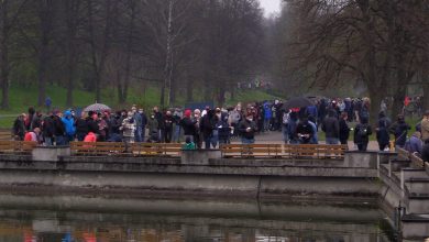 Gigantyczna kolejka przez mobilnym punktem szczepień w Parku Śląskim