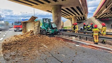 Wypadek na autostradzie A4. Nie żyje kierowca ciężarówki (fot.Policja Małopolska)