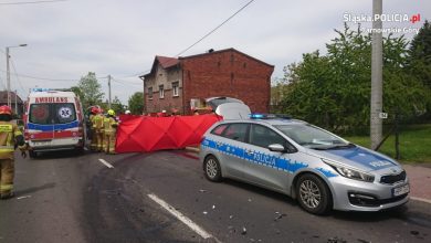 Śląskie: Czołówka fiata punto z ciężarówką. Nie żyje kierowca osobówki (fot.Śląska Policja)