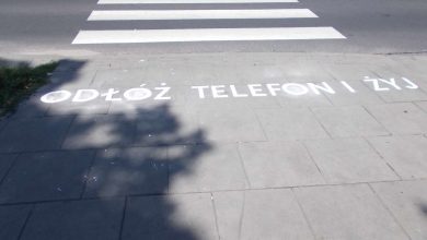 Częstochowa znakuje przejścia dla pieszych. „Odłóż telefon i żyj”. Fot. UM Częstochowa