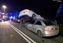 Śląskie: Poważny wypadek w Ćwiklicach. Ucierpiała kobieta w zaawansowanej ciąży (fot.Śląska Policja)