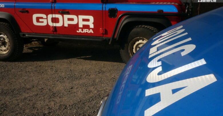 GOPR-owcy i policjanci oraz strażacy wspólnie ćwiczyli pod Zawierciem (fot.KPP Zawiercie)