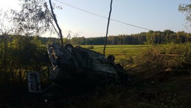 Wypadł z drogi i dachował. Znaleziono zwęglone ciało (fot. Policja Lubelska)