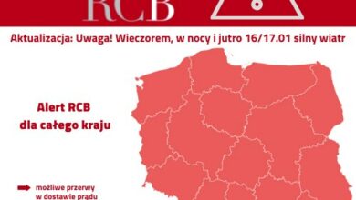 Silny, porywisty wiatr na terenie całego kraju! Alert RCB rozesłany po całej Polsce (fot.RCB)