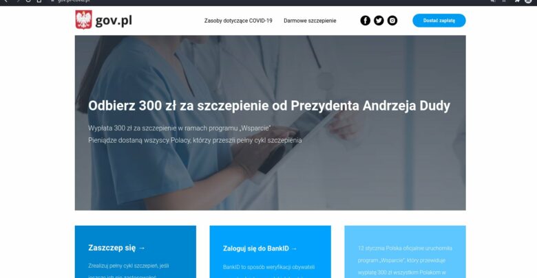"Odbierz 300 złotych za szczepienie od Andrzeja Dudy." KNF ostrzega!