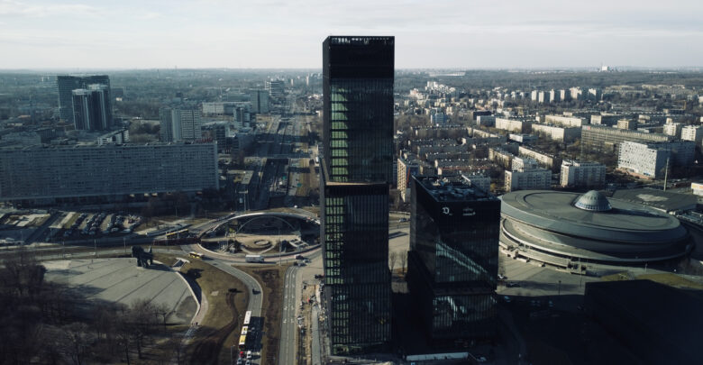 Panorama Katowic z drona