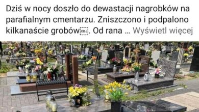 zniszczone groby w Piekarach