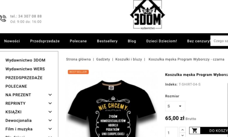 Koszulka, sprzedawana przez firmę z Częstochowy