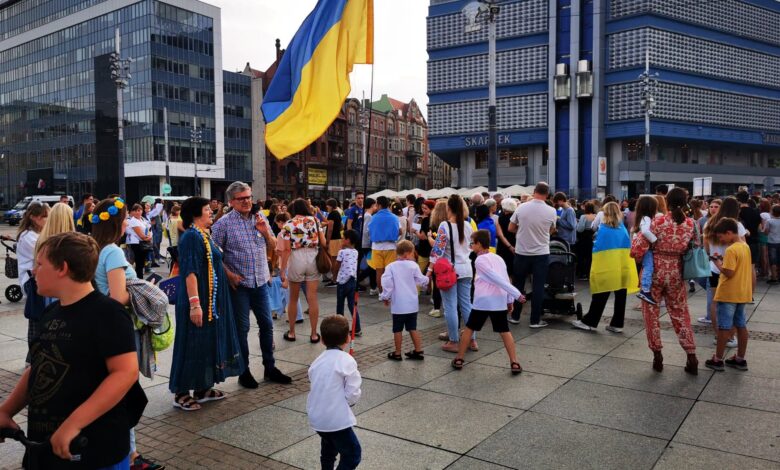 Zdjęcie archiwalne, 24 sierpnia 2022, Dzień Niepodległości Ukrainy w Katowicach