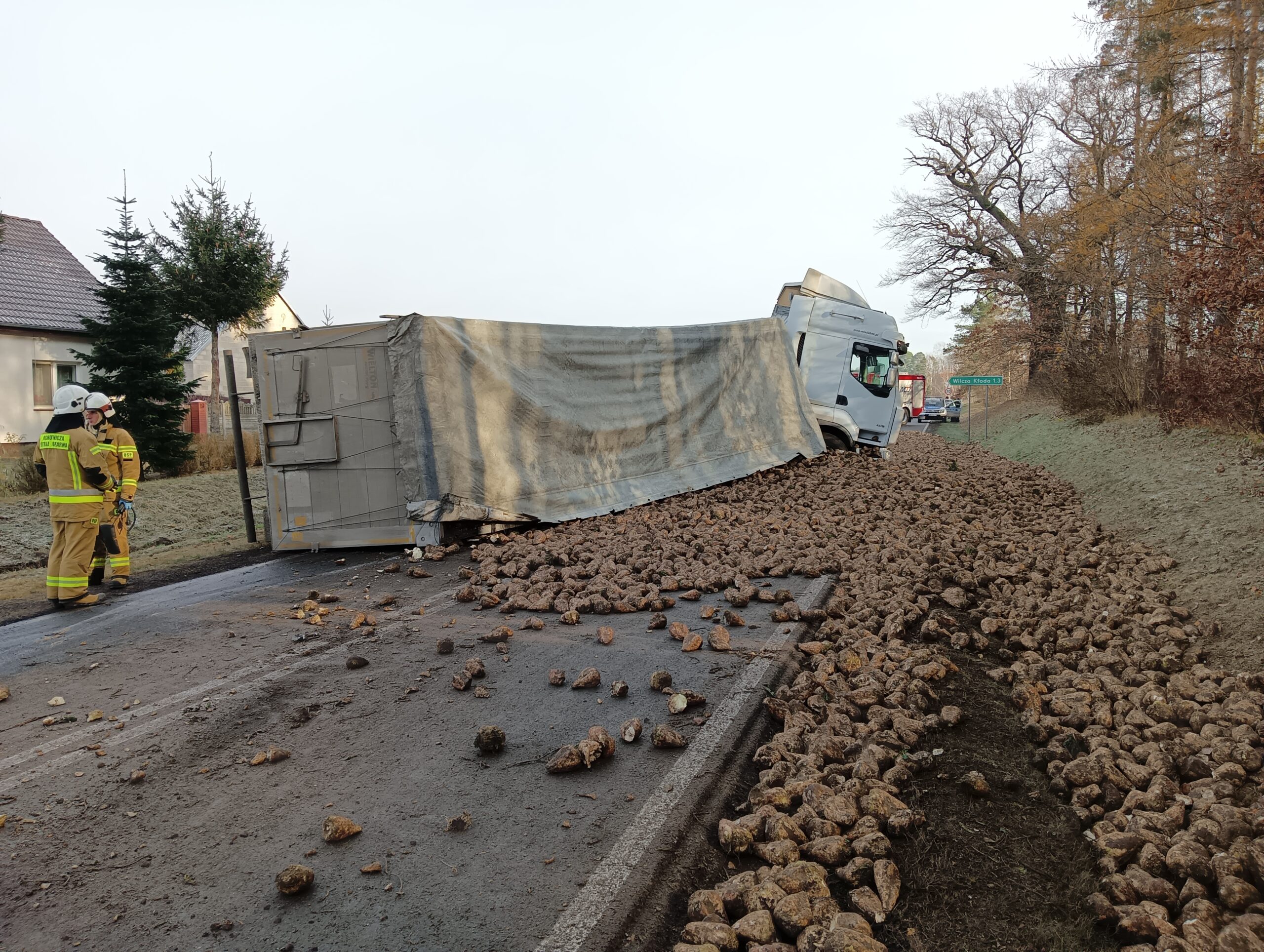 Buraki cukrowe na drodze/fot.PSP Konin