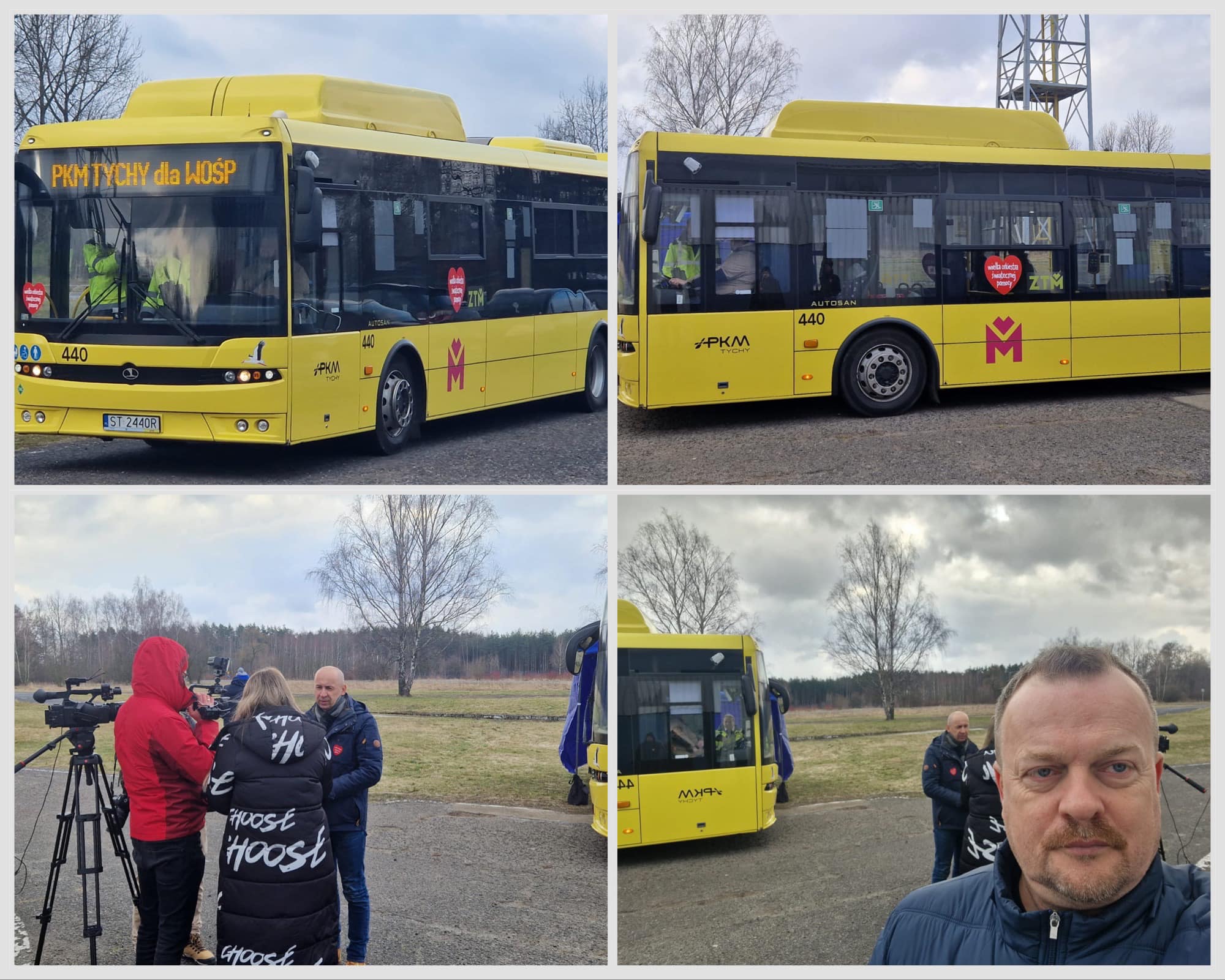 Arkadiusz Chęciński na tle autobusu, którym w ramach licytacji można było dziś jeździć po torze treningowym. [fot. Arkadiusz Chęciński]